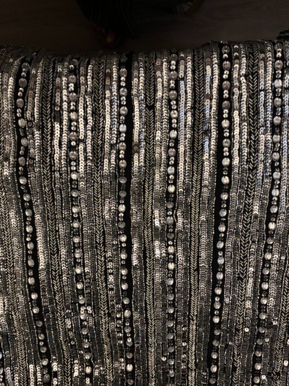 Mac Duggal Strapless Silver Beaded Sequin Midi Dress Black Size 16 - Picture 6 of 9